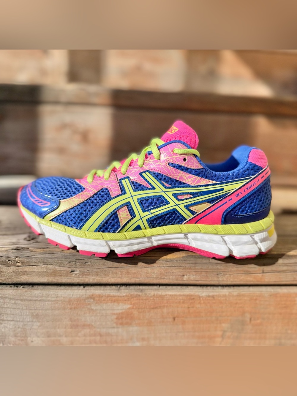 ASICS GEL-Excite 2 Blue Pink Neon Running Shoes | 8.5